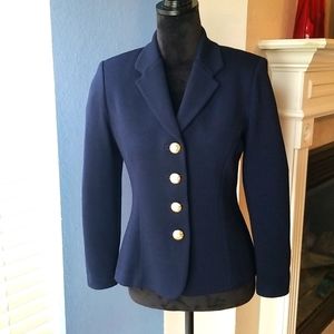 Vintage St. John Basics Navy Jacket with Gold Buttons Size 2